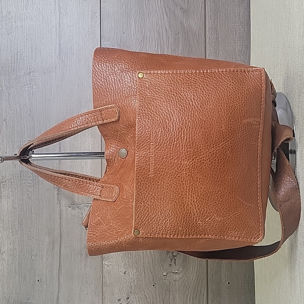 Portland Leather Goods Brown Pebble Leather Small Tote Crossbody Shoulder Bag
